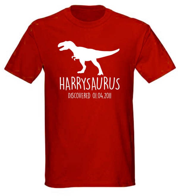 T-Rex Kids Personalised Dinosaur T-Shirt - Any Name and Date Children's Birthday Dino