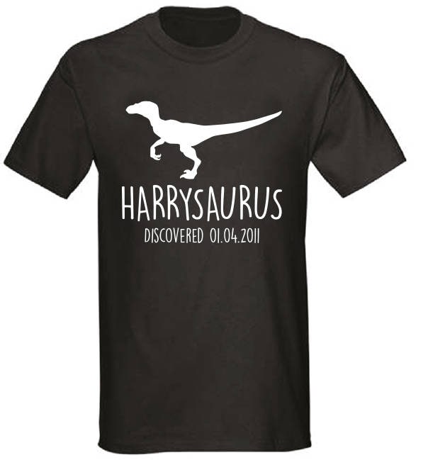 Velociraptor Kids Personalised Dinosaur T-Shirt - Any Name and Date Children's Birthday Dino