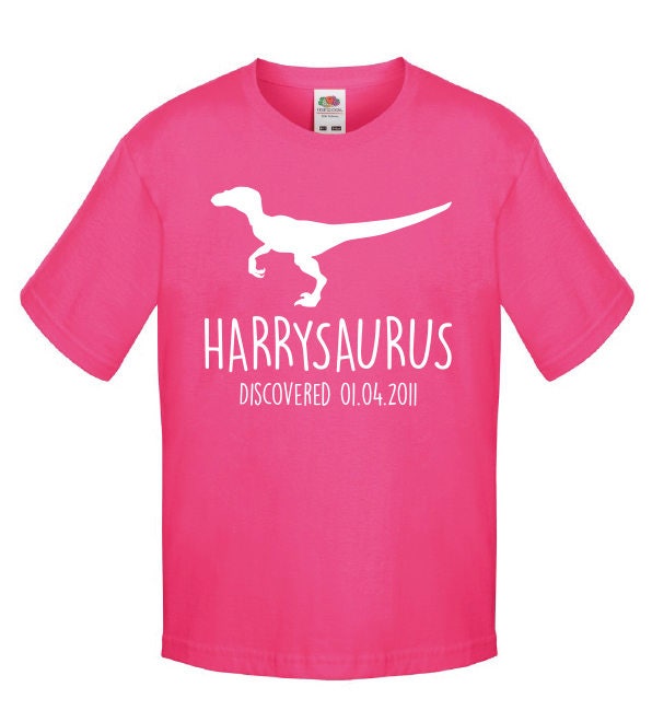 Velociraptor Kids Personalised Dinosaur T-Shirt - Any Name and Date Children's Birthday Dino
