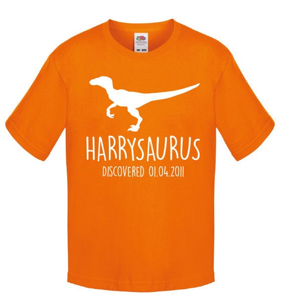 Velociraptor Kids Personalised Dinosaur T-Shirt - Any Name and Date Children's Birthday Dino