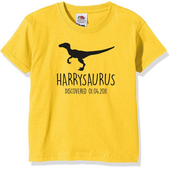 Velociraptor Kids Personalised Dinosaur T-Shirt - Any Name and Date Children's Birthday Dino