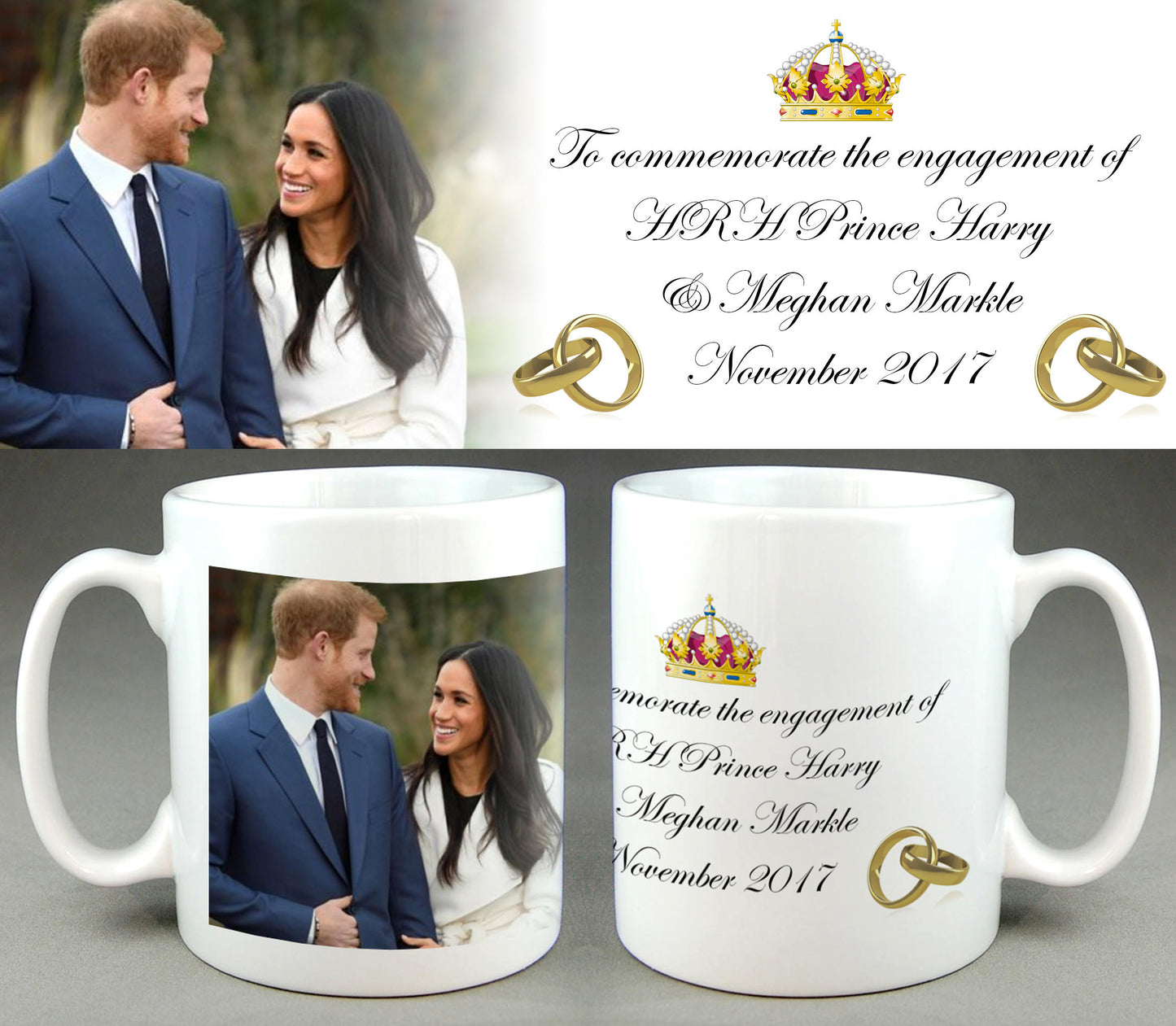 Prince Harry & Meghan Markle - Commemorative Royal Engagement Mug #3 10oz Ceramic Cup