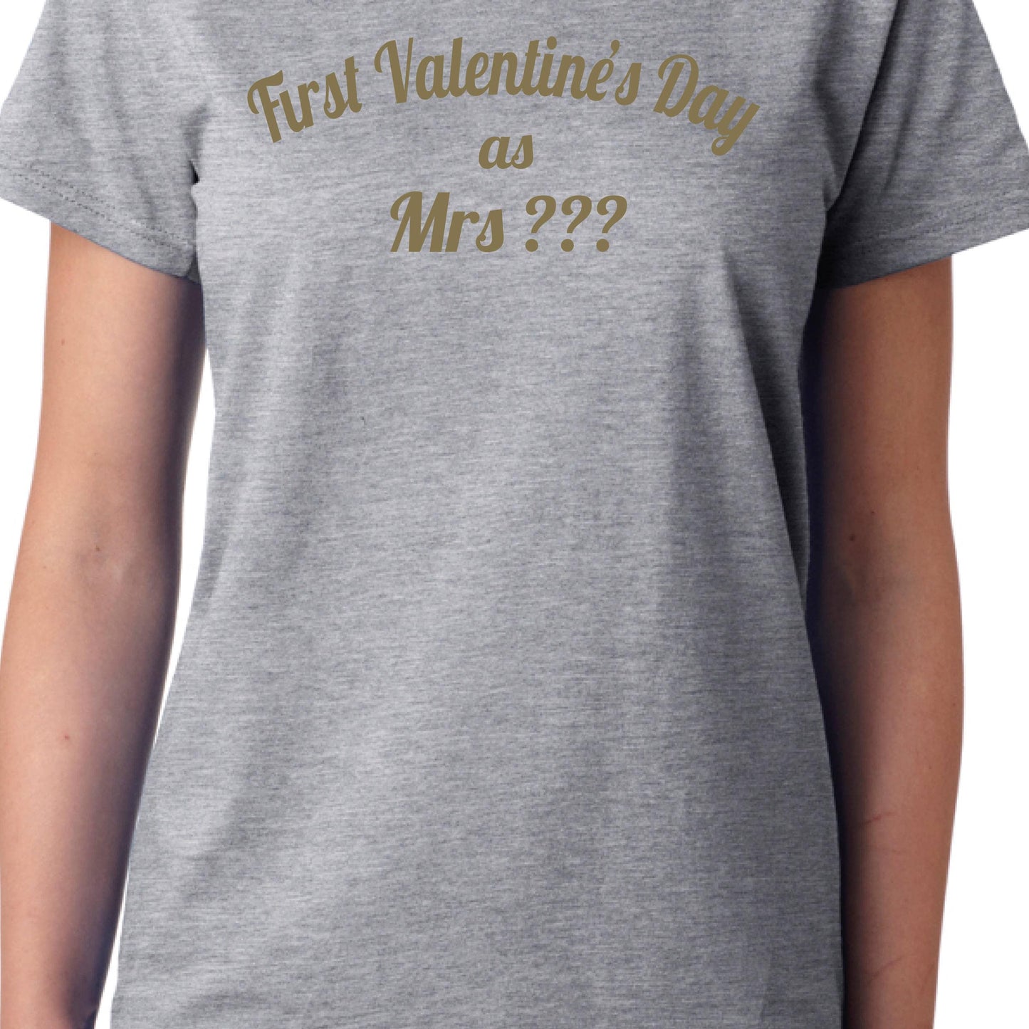 First Valentine's Day as Mrs (Any Name) Personalised T-Shirt, Ladies, Unisex