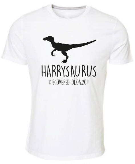 Velociraptor Kids Personalised Dinosaur T-Shirt - Any Name and Date Children's Birthday Dino