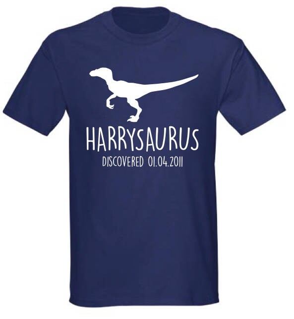 Velociraptor Kids Personalised Dinosaur T-Shirt - Any Name and Date Children's Birthday Dino