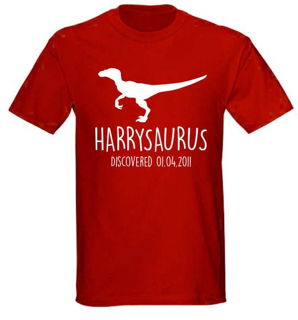 Velociraptor Kids Personalised Dinosaur T-Shirt - Any Name and Date Children's Birthday Dino
