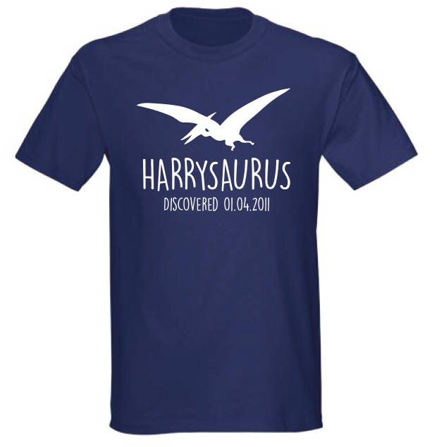 Pterodactyl Kids Personalised Dinosaur T-Shirt - Any Name and Date Children's Birthday Dino