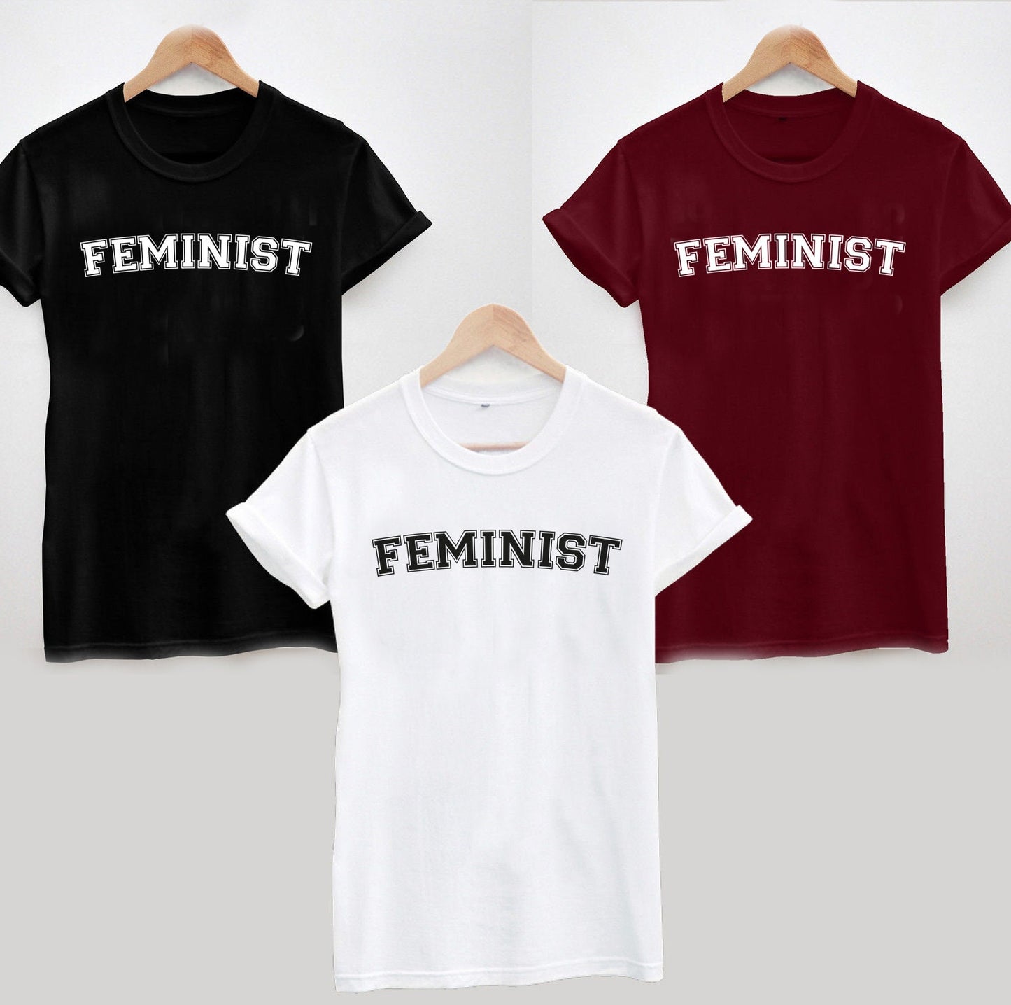 Feminist T-Shirt, Varsity Slogan Statement Tee Ladies or Unisex