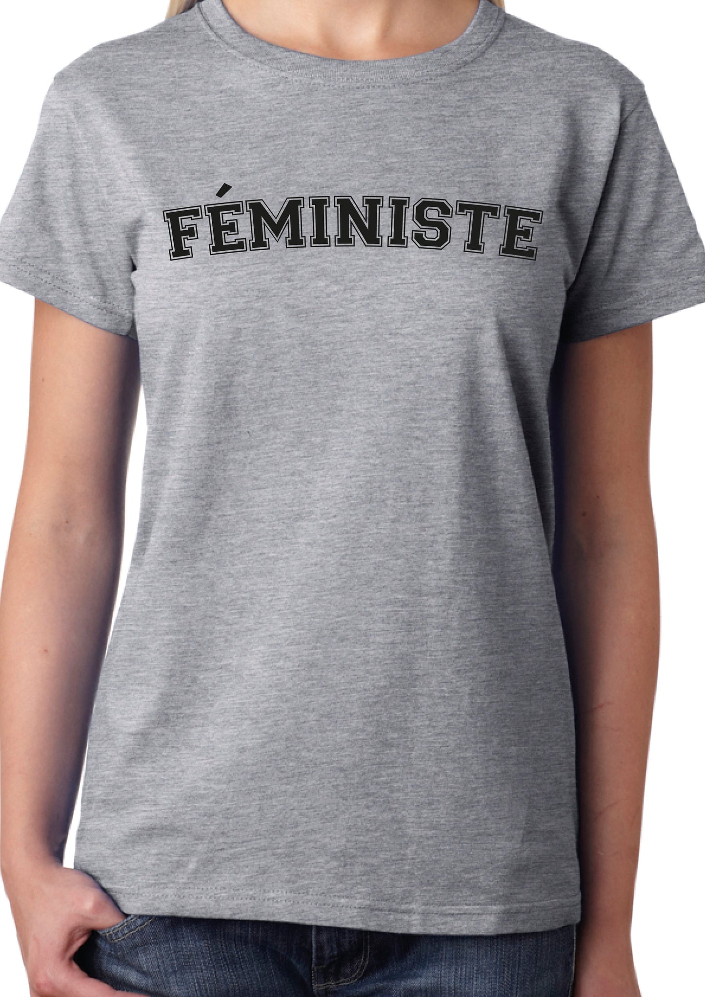 Fministe T-Shirt, Varsity Slogan Statement Tee Ladies or Unisex, French, Franais