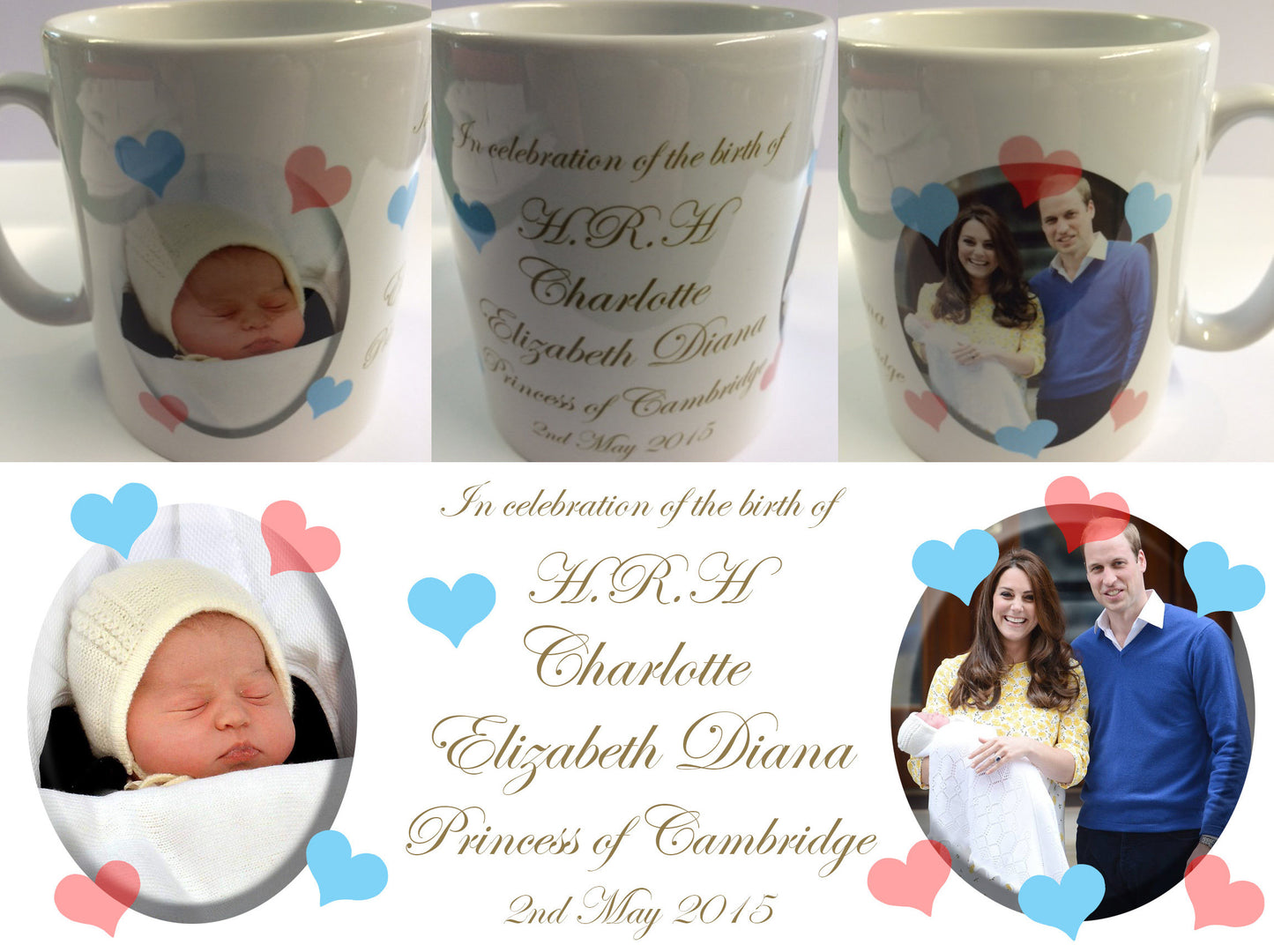 HRH Princess Charlotte Elizabeth Diana #2 - Royal Baby Mug Cup - William Kate Di