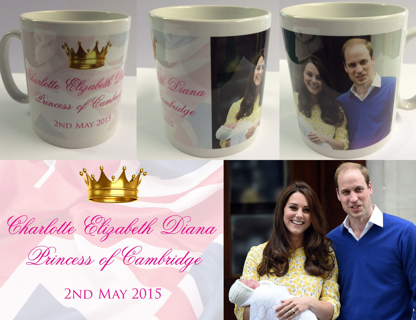 HRH Princess Charlotte Elizabeth Diana #3 - Royal Baby Mug Cup - William Kate Di
