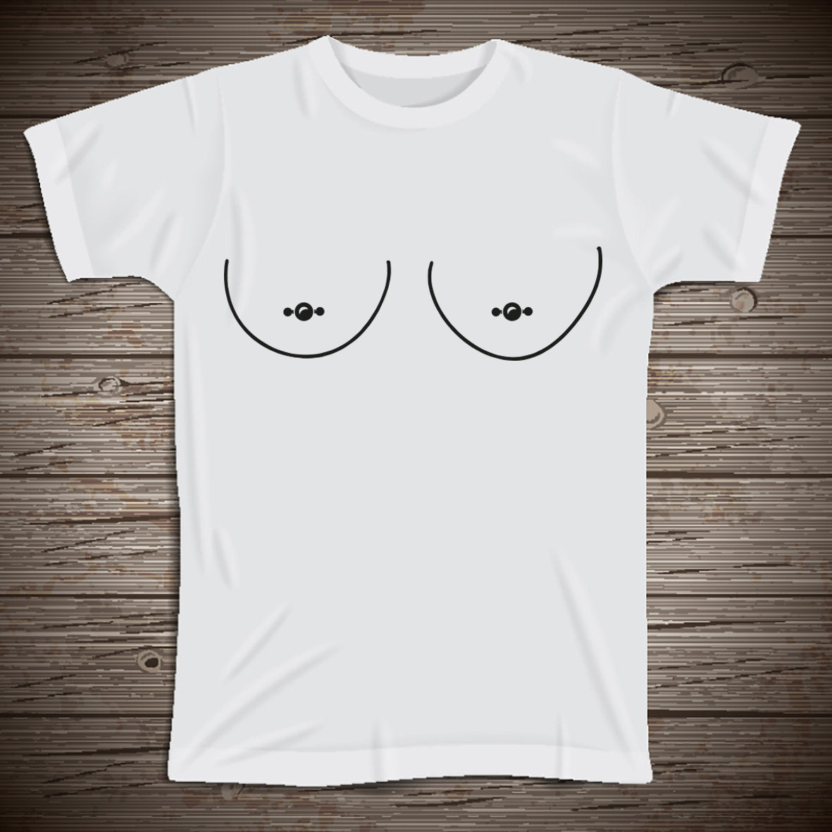 Pierced Nipples Cartoon T-Shirt - Hand Drawn Funny