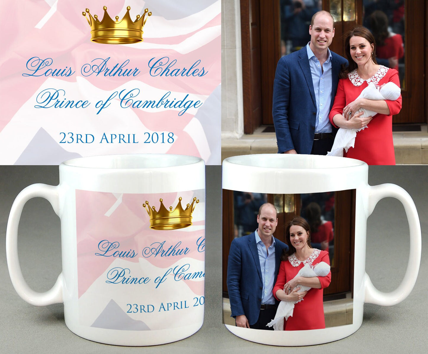 HRH Prince Louis Arthur Charles #1 - Royal Baby Mug Cup - William Kate Di Active