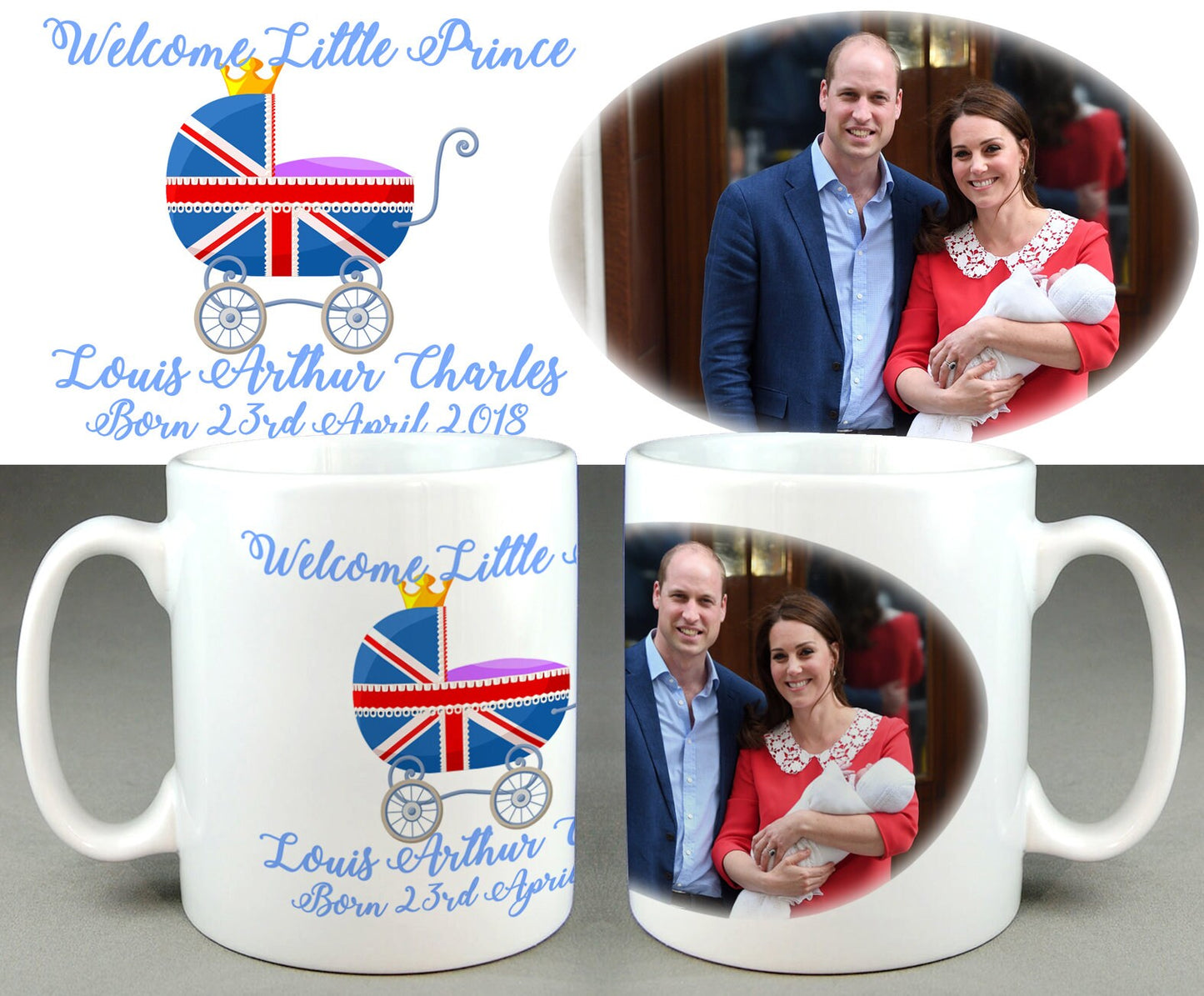 HRH Prince Louis Arthur Charles #4 - Royal Baby Mug Cup - William Kate Di Welcome Little Prince