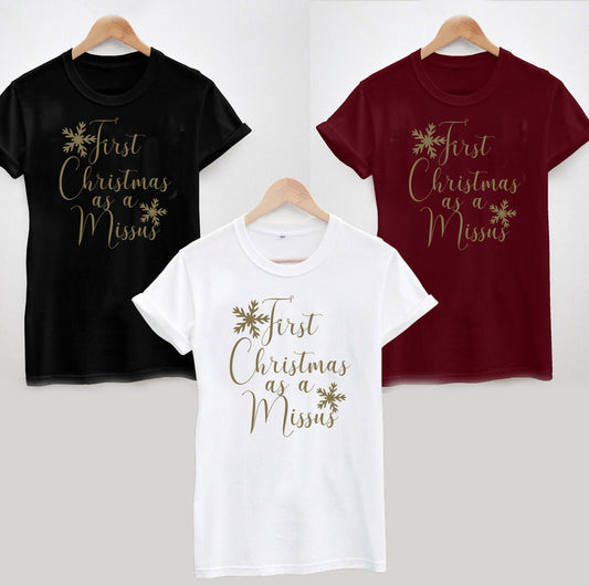 First Christmas as a Missus T-shirt, Funny Xmas Wedding Gift