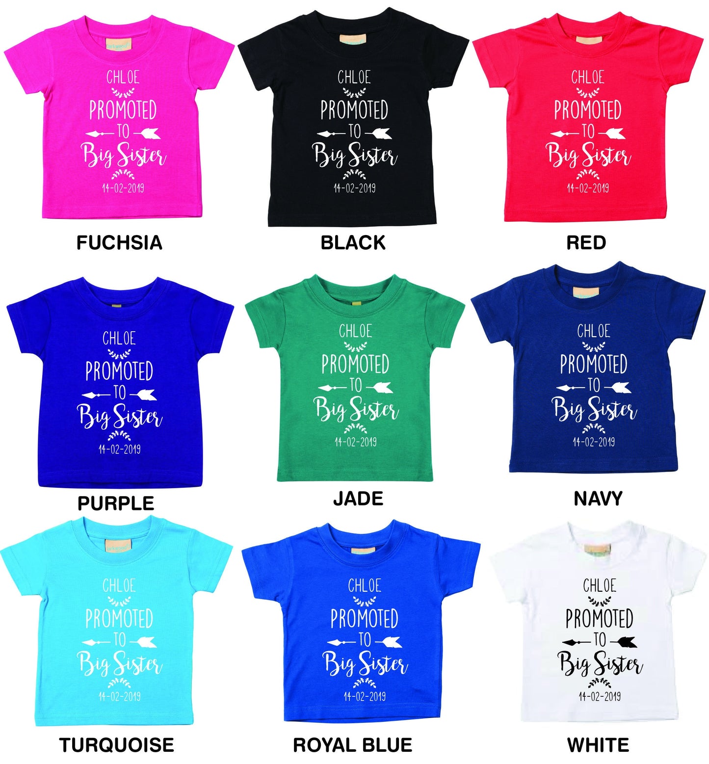 Babies/Toddlers/Kids Promoted To Big Sister T-Shirt - Can Be Personalised