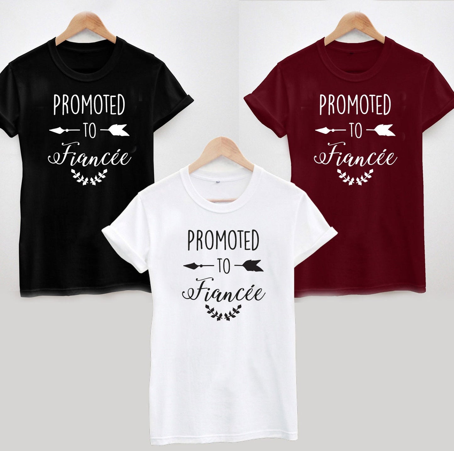 Promoted to Fiance T-Shirt - Can Be Personalised with Name / Date