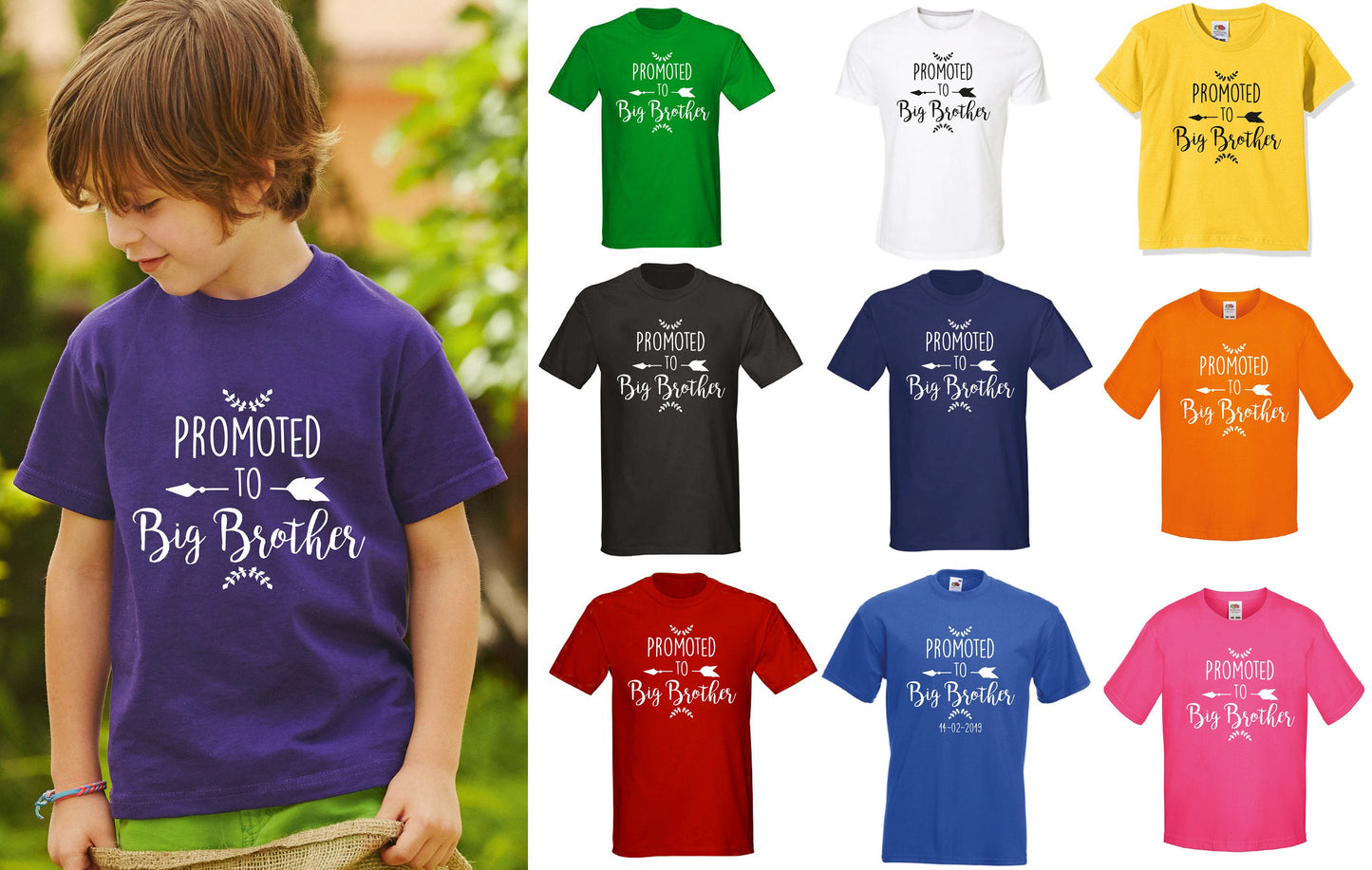 Kids Promoted to Big Brother T-Shirt - Any Name and/or Date Children's Birthday