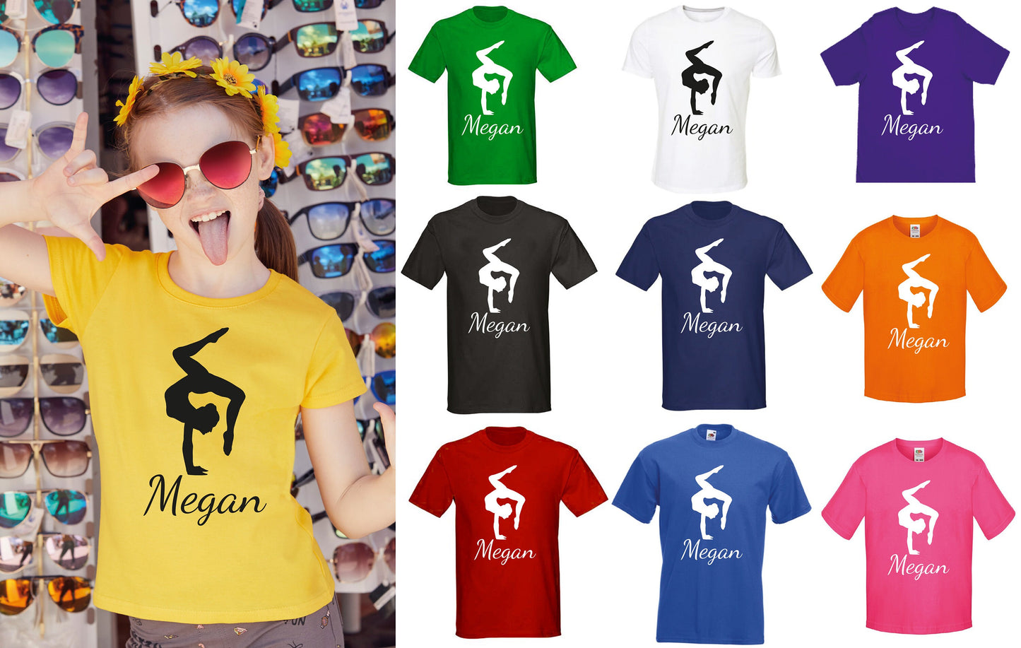 Kids Personalised Gymnast T-Shirt - Any Name