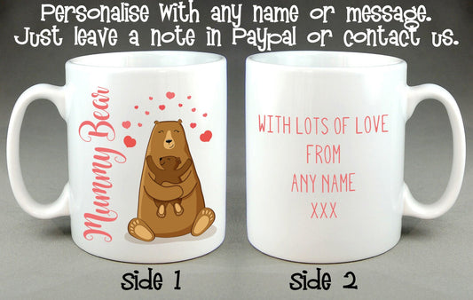 Mummy Bear Personalised Mug, Mother's Day, Birthday, Christmas Gift