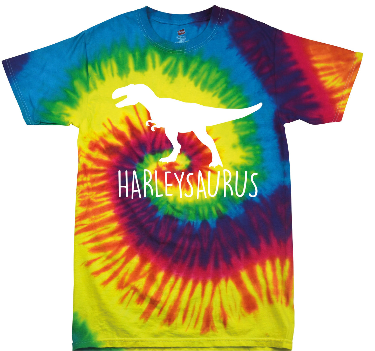Kids Personalised Dinosaur Rainbow T-Shirt TD02B - Any Name Children's Birthday Dino