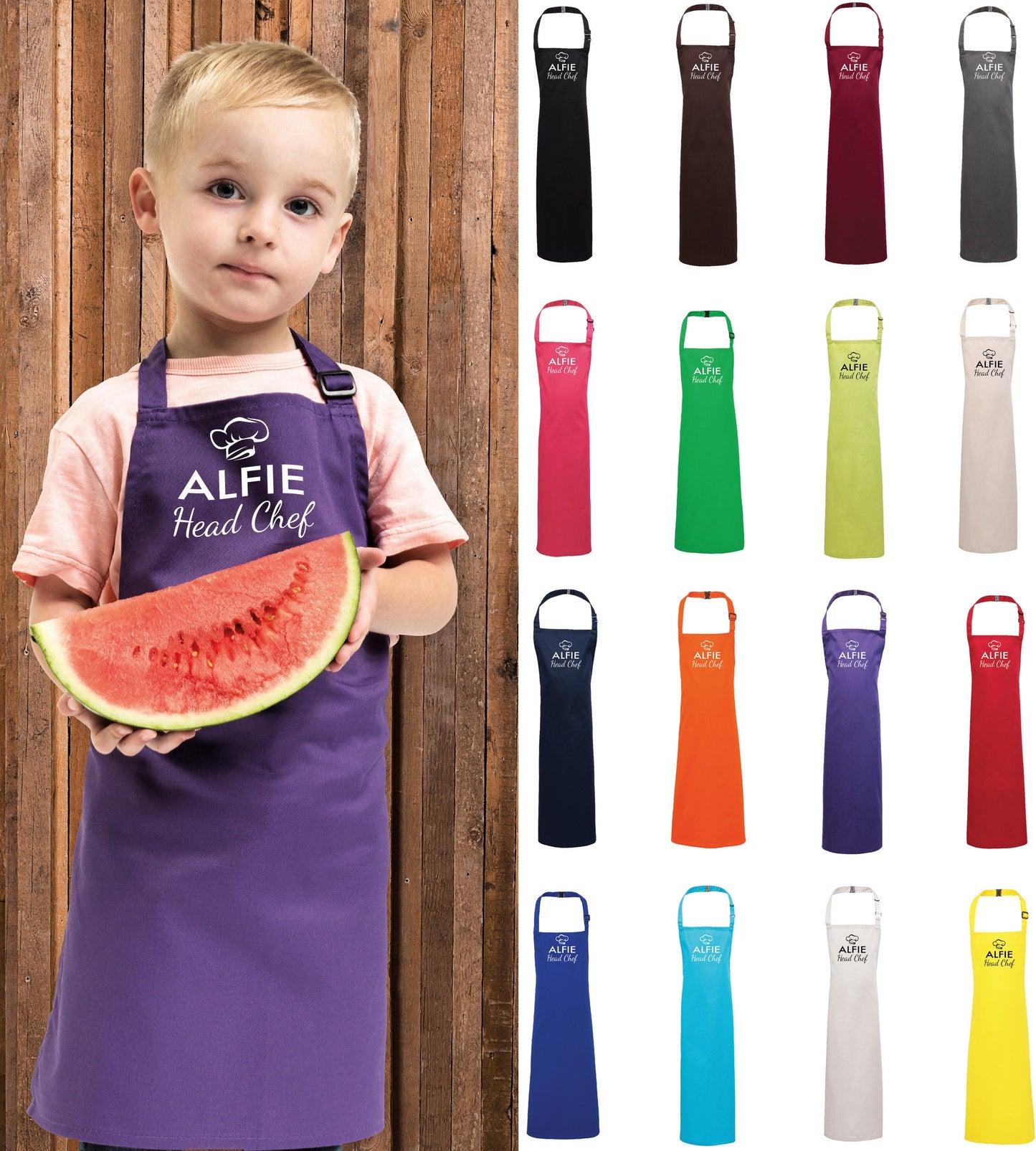 Personalised Kids "Head Chef" Apron PR149 - Customised with any name