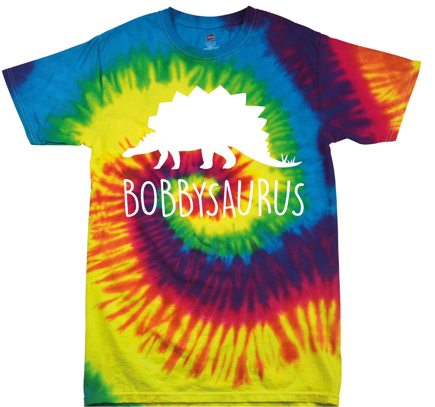 Kids Personalised Dinosaur Rainbow T-Shirt TD02B - Any Name Children's Birthday Dino