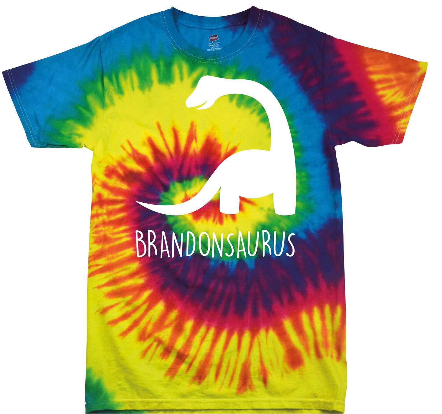 Kids Personalised Dinosaur Rainbow T-Shirt TD02B - Any Name Children's Birthday Dino