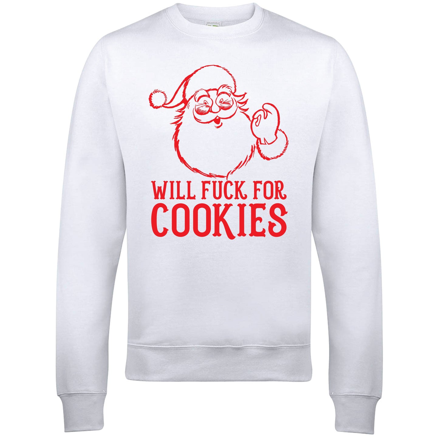 Will F**k For Cookies JH030 Rude Funny Naughty Christmas Sweatshirt Jumper Sweater | Joke Christmas Jumper | Bad Santa