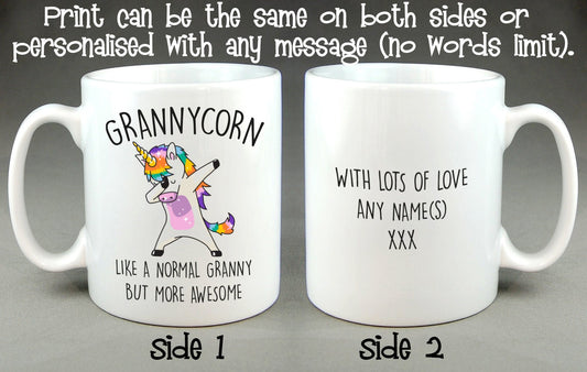 Grannycorn Mug - Awesome Mother's Day Gift, Cool, Funny, Unicorn Cup for Gran