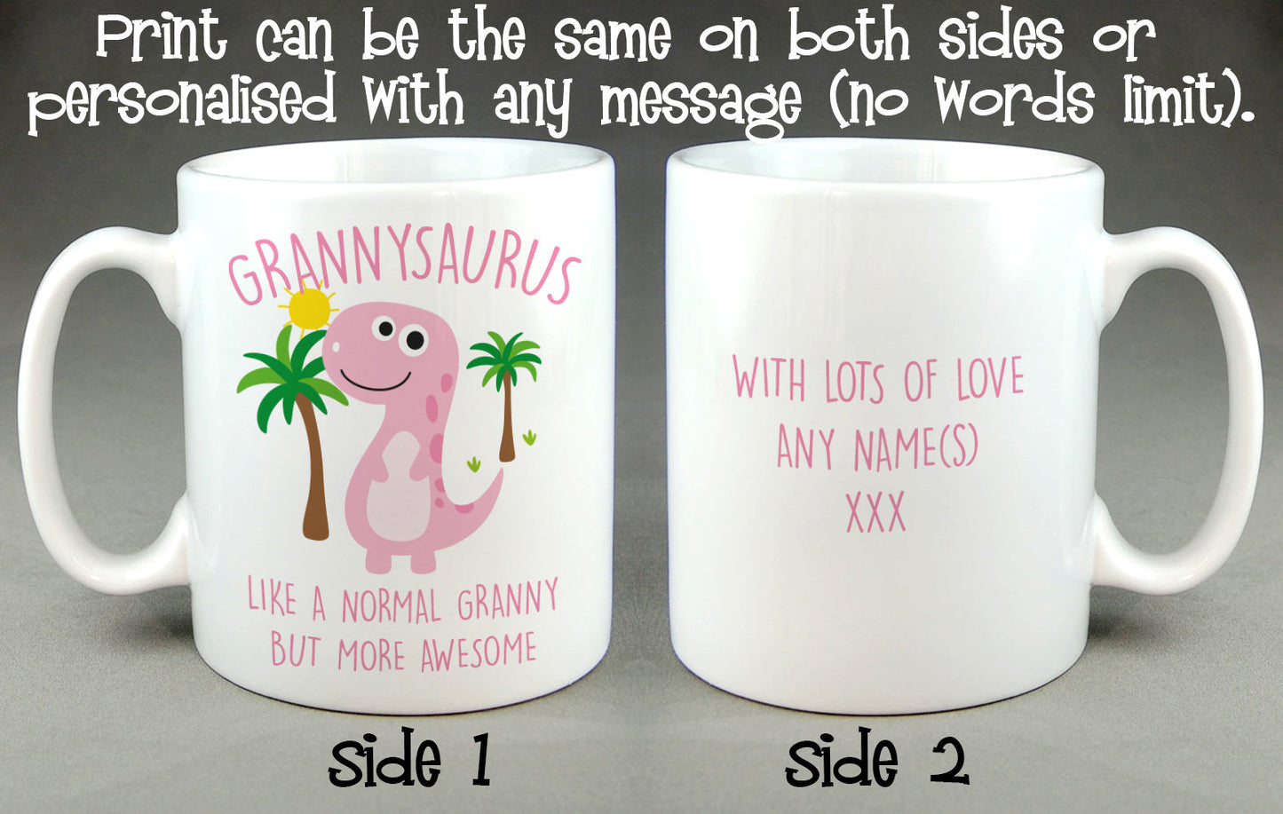 Grannysaurus Mug - Awesome, Cool, Funny, Dinosaur Cup Gift for Gran Granny Grandma, Mother's Day Gift