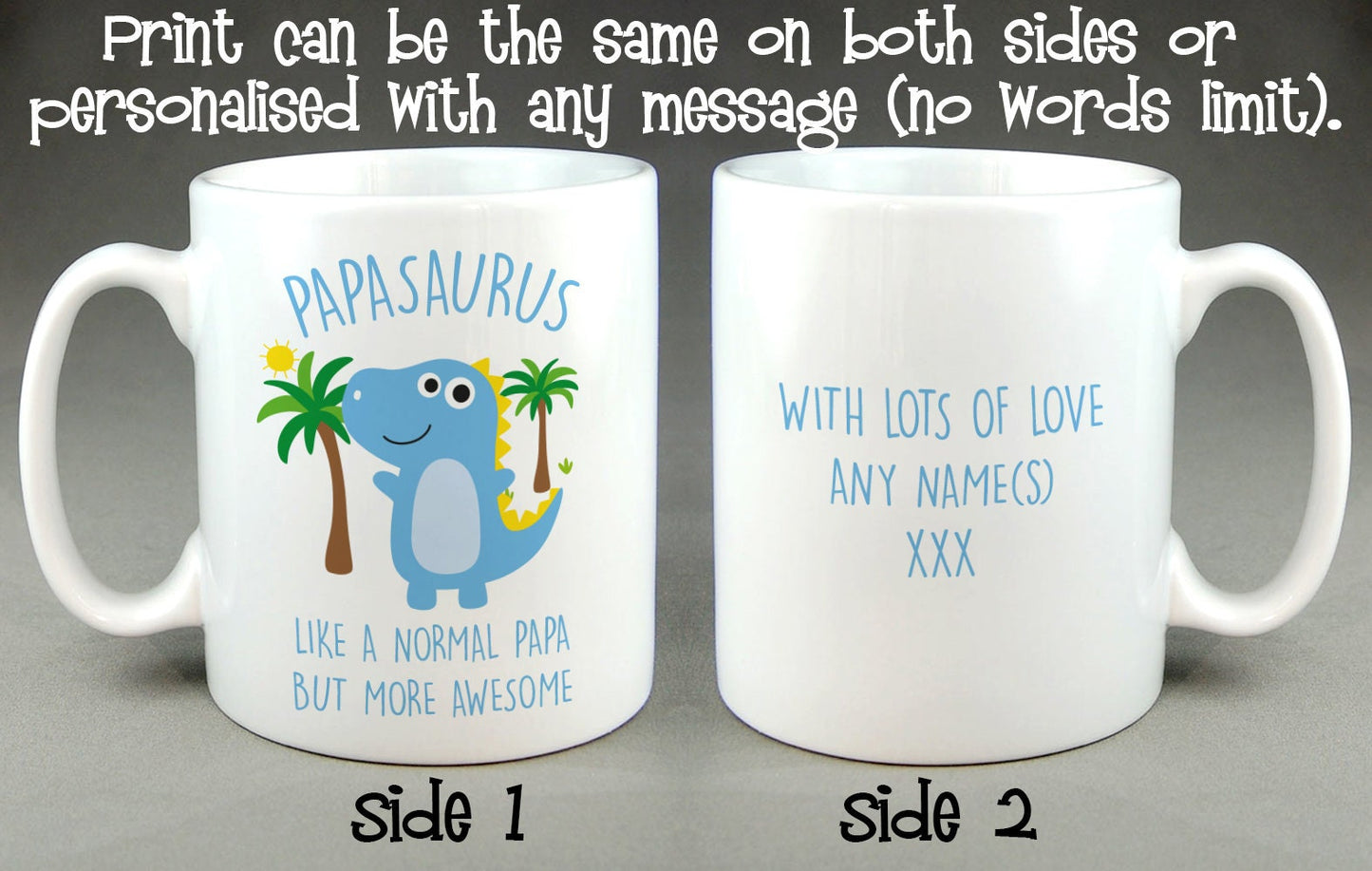 Papasaurus Mug - Awesome, Cool, Funny, Dinosaur Cup Gift for Papa, Grandad, Grampa, Father's Day Gift