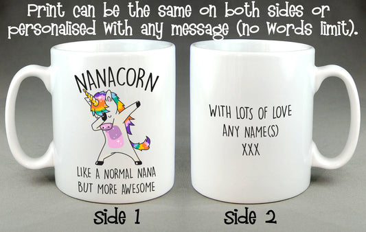 Nanacorn Mug - Awesome Mother's Day Gift, Cool, Funny, Unicorn Cup for Nana