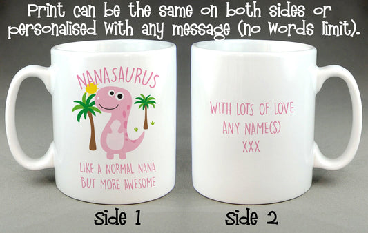 Nanasaurus Mug - Awesome, Cool, Funny, Cup Dinosaur Gift for Nan Nana Granny Gran, Mother's Day Gift from Grandchild Grandchildren