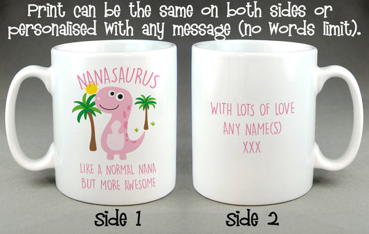 Nanasaurus Mug - Awesome, Cool, Funny, Cup Dinosaur Gift for Nan Nana Granny Gran, Mother's Day Gift from Grandchild Grandchildren