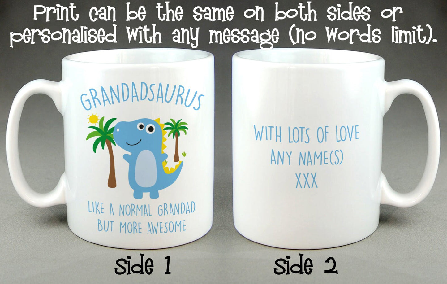 Grandadsaurus Mug - Awesome, Cool, Funny, Dinosaur Cup Gift for Papa, Grandad, Grampa, Father's Day Gift