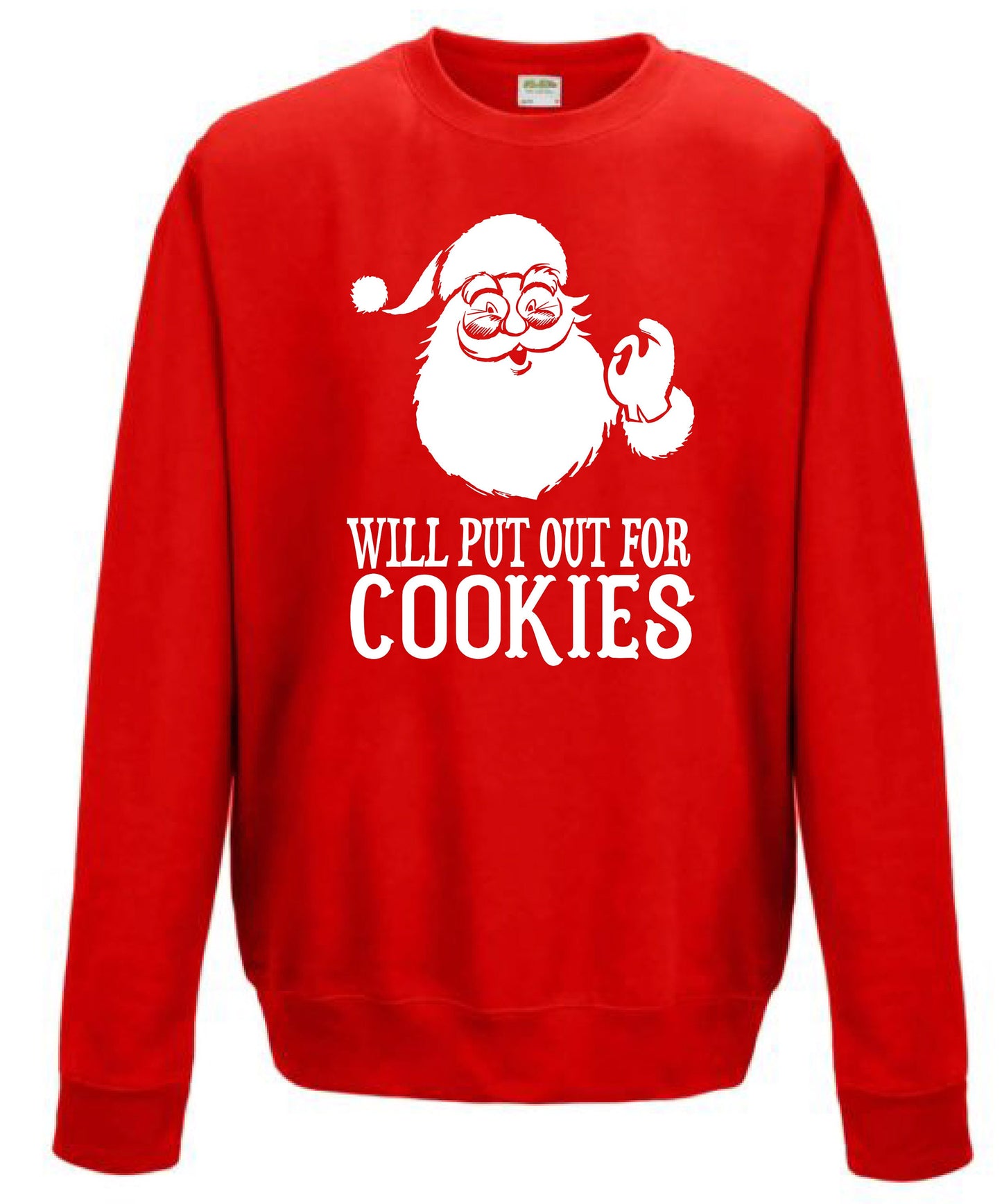Will Put Out For Cookies JH030 Rude Funny Christmas Sweatshirt Jumper Sweater