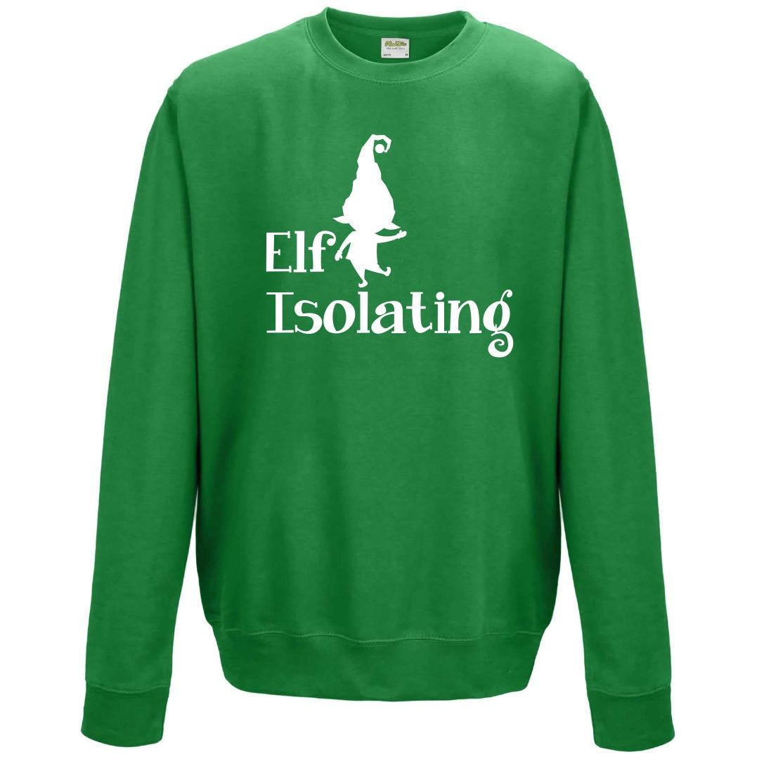 Elf Isolating Sweatshirt JH030 Funny Christmas Jumper Sweater Self Isolation Lockdown