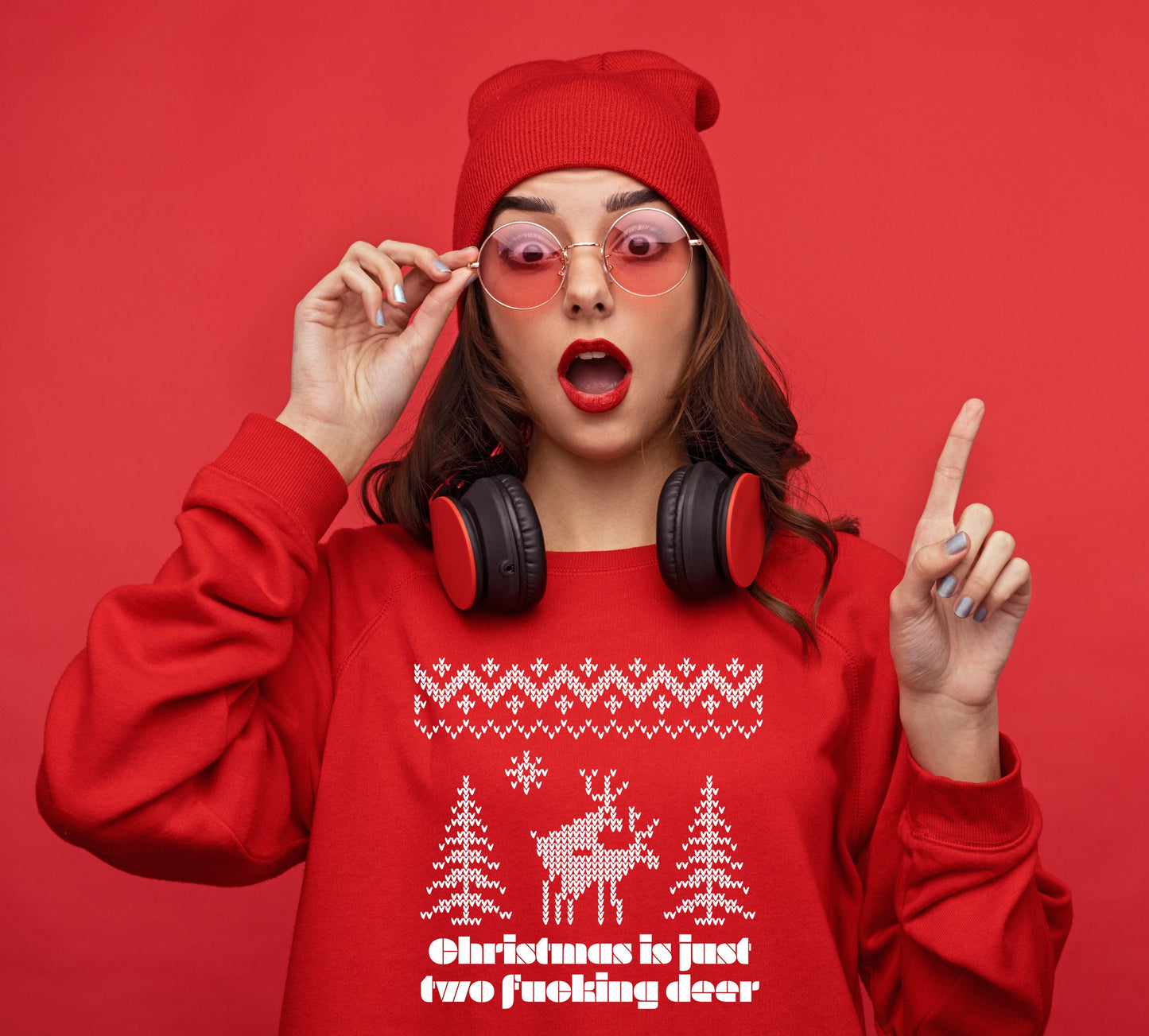 Christmas is Just Two F*cking Deer B Sweatshirt JH030 Funny Xmas Jumper Sweater Self Isolation Lockdown