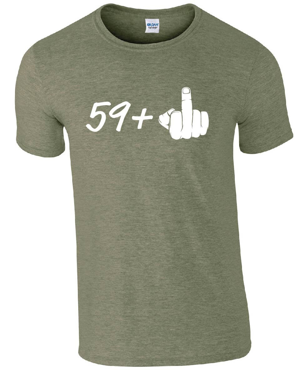 59+1 (middle finger) 60th Birthday T-Shirt | Rude 60th Tshirt | Tee