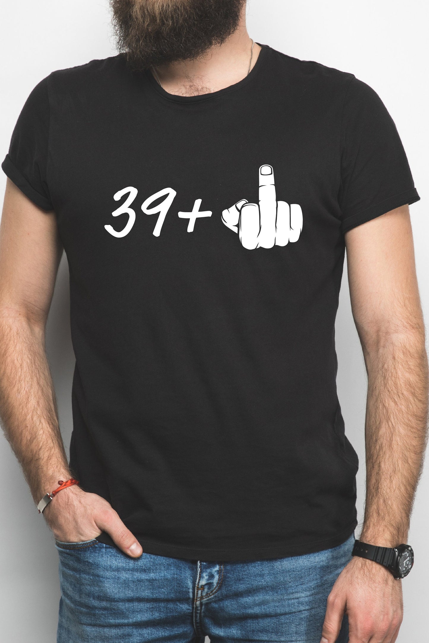 39+1 (middle finger) 40th Birthday T-Shirt | Rude 40th Tshirt | Tee