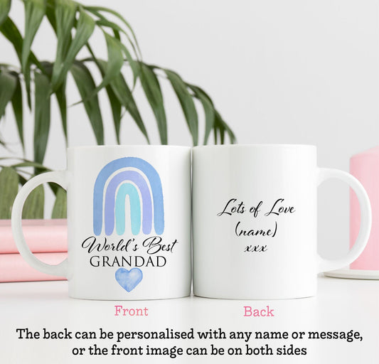 Blue Rainbow World's Best Grandad Mug | Personalised Father's Day Birthday Christmas Gift Mug | Cup