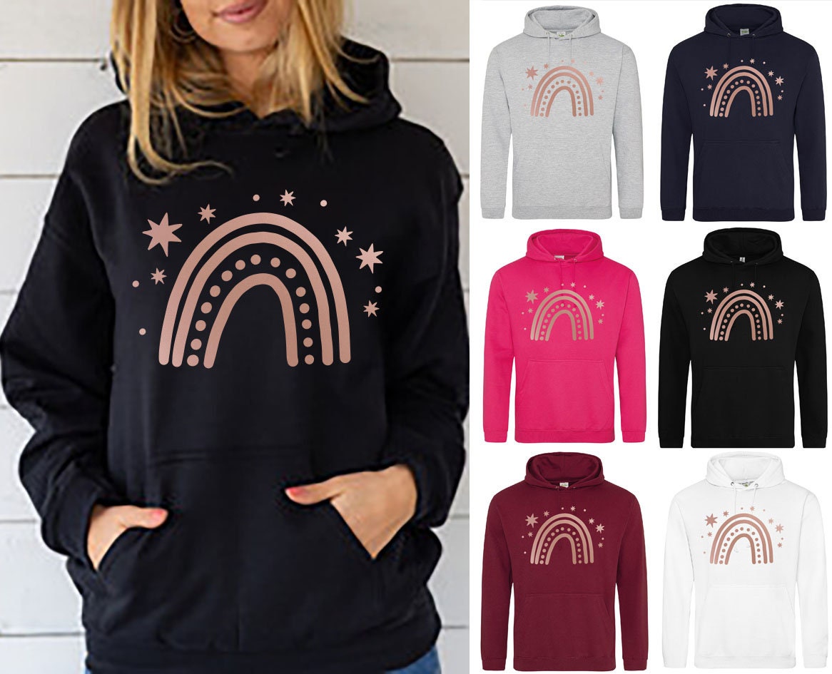 Cute Rose Gold Rainbow Adult Hoodie JH001 Hooded Top Sweater Jumper