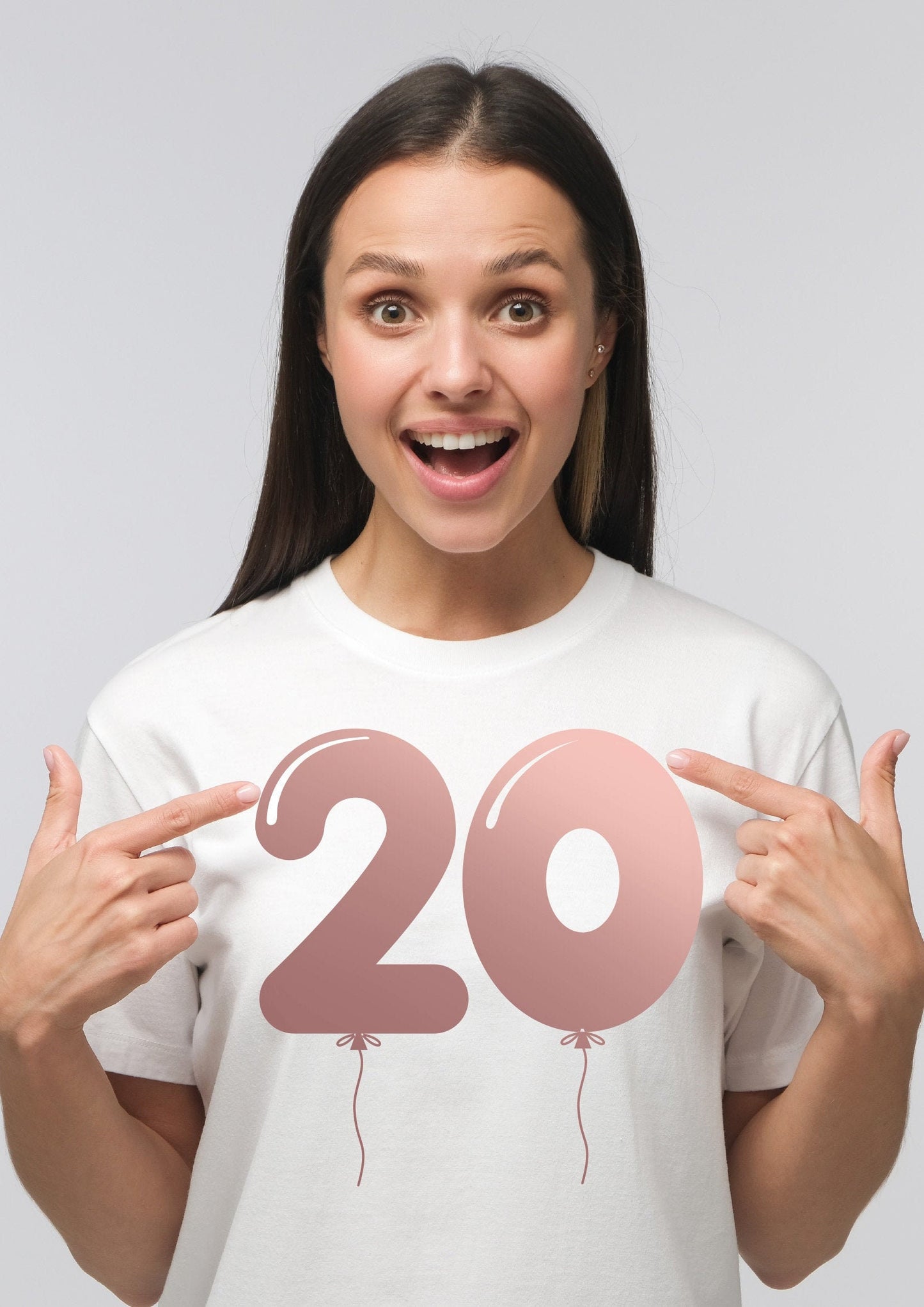 20th Birthday Rose Gold Balloons T-Shirt - 20th Birthday Tee | Celebration