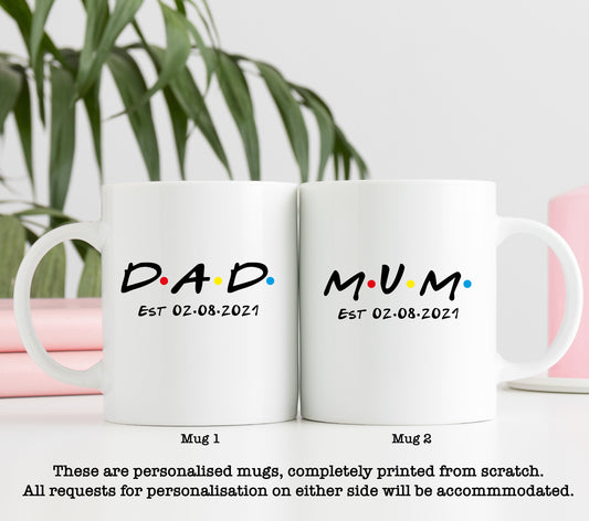 Personalised Mum / Dad Matching Mugs | Mug Set | Couples Gift | Anniversary | New Parents | Mother's Day | Father's Day