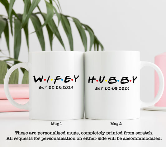 Personalised Hubby / Wifey Matching Mugs | Couples Wedding Gift | Anniversary