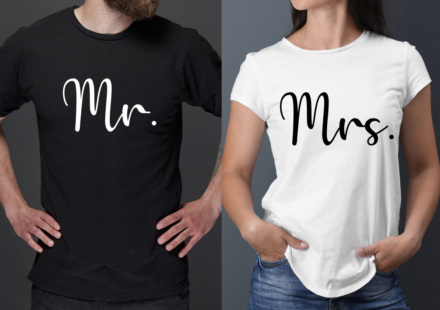 Mr / Mrs Tshirts | Matching couples t-shirts | Married | Bride Groom | Wedding
