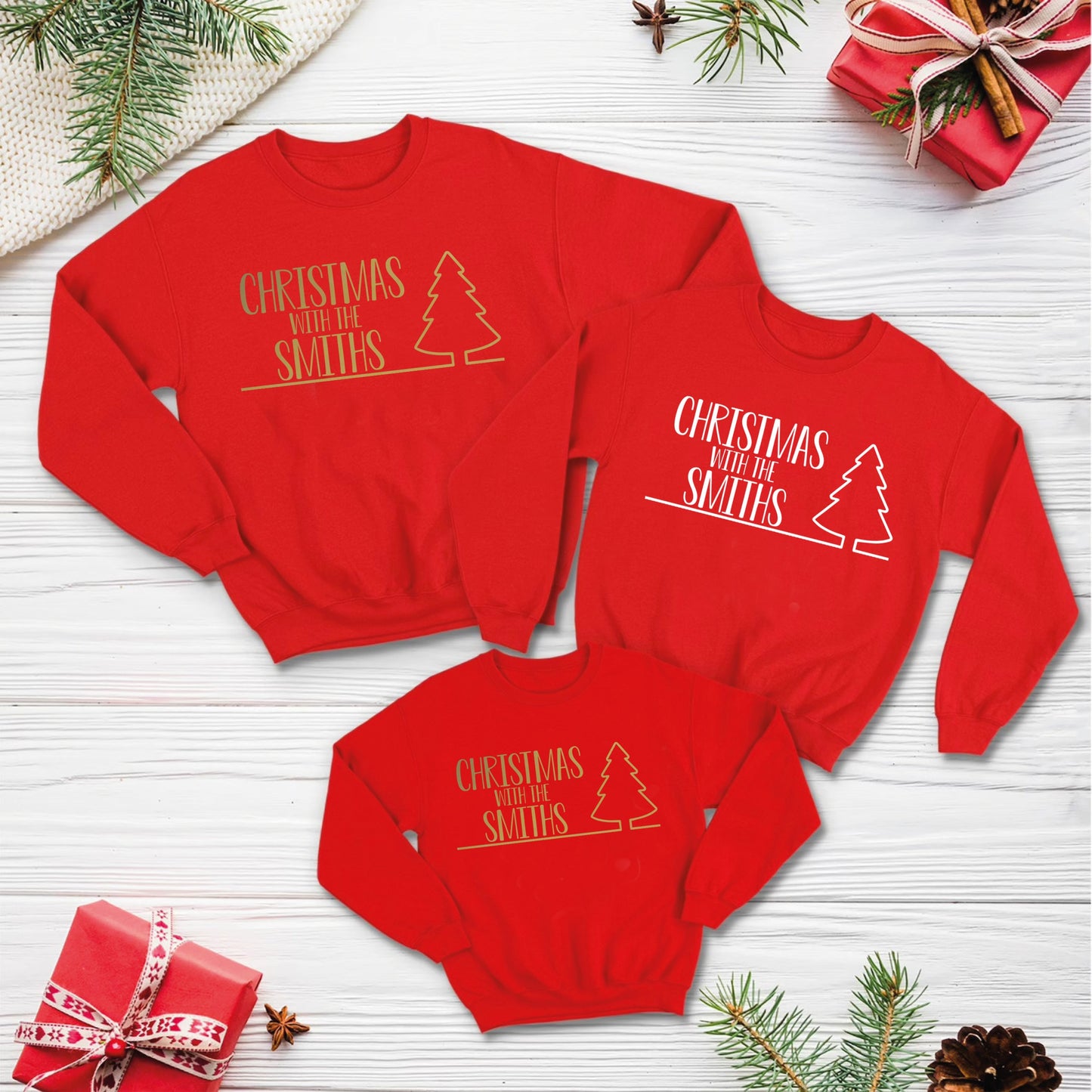 Christmas with the (Family Name) Sweatshirts JH030J | Matching Christmas Jumpers | Xmas Sweaters for the family