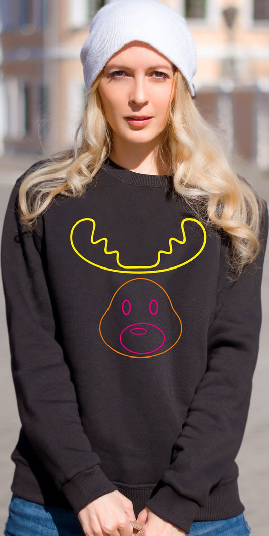 Neon Reindeer JH030 Funny Christmas Jumper Sweater Rudolph Bright Jumper