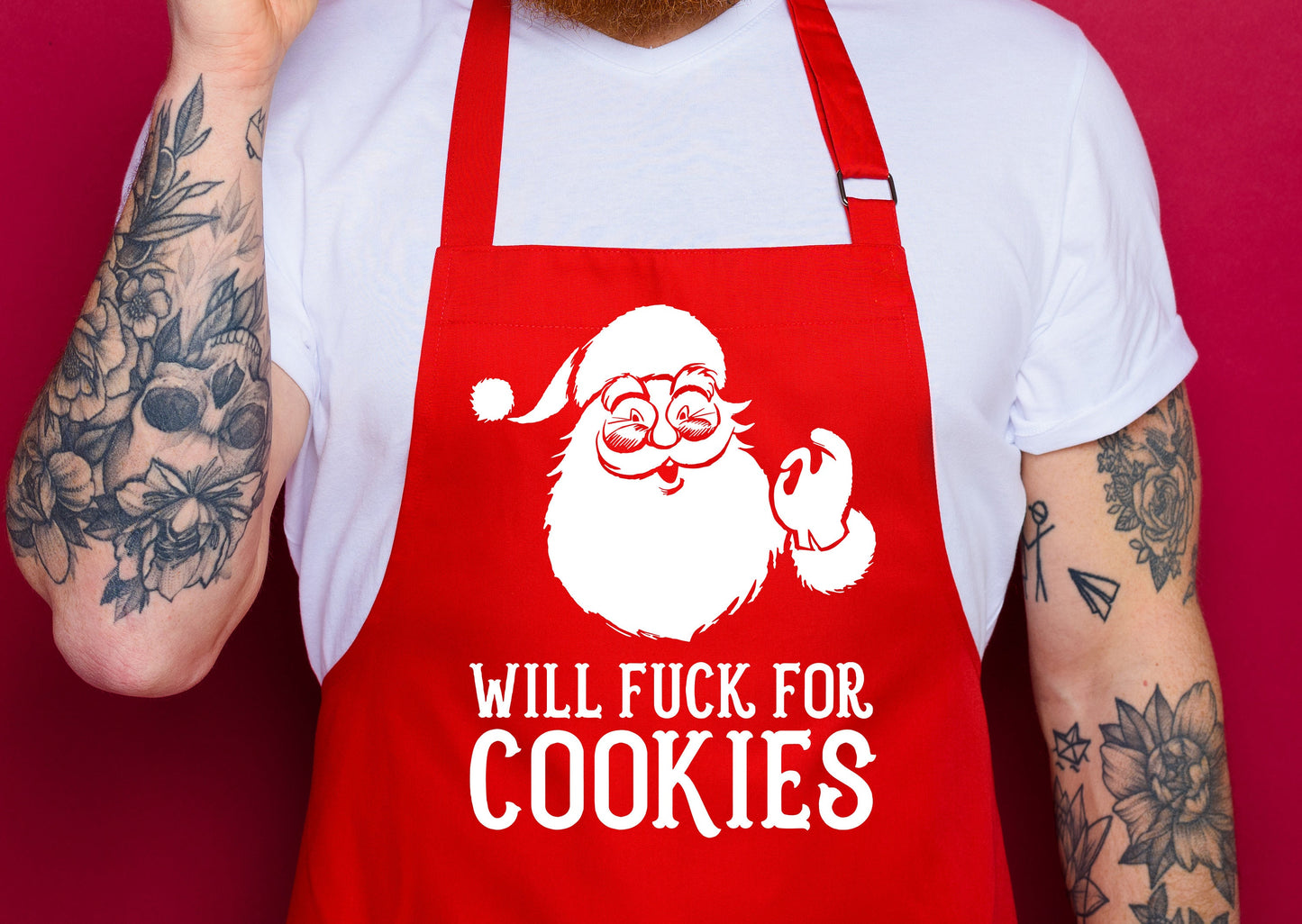 Will F**k For Cookies Organic Cotton Apron PR102 Rude Funny Christmas Dinner Apron